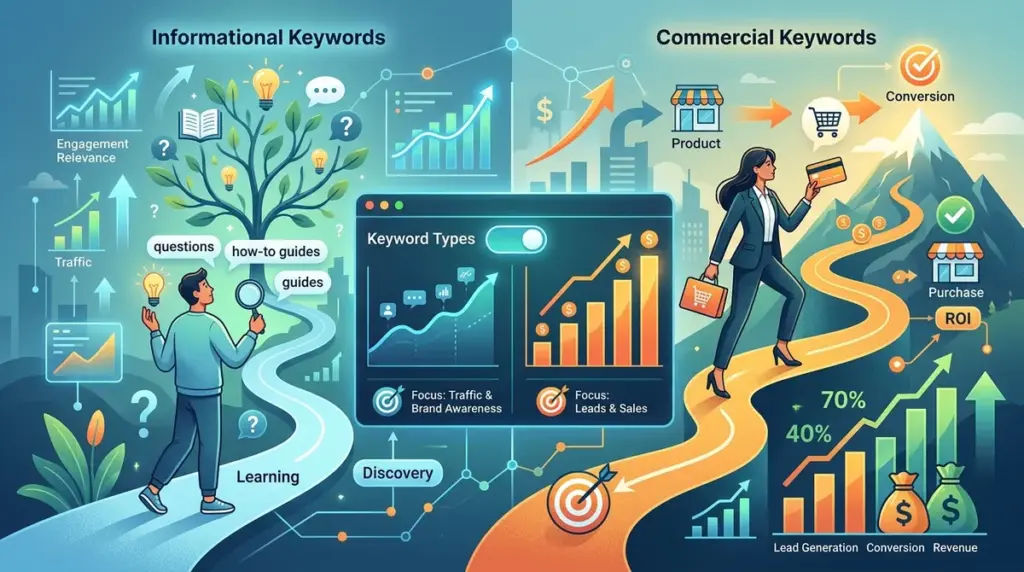 Informational vs Commercial Keywords: How Tracking Goals Differ
